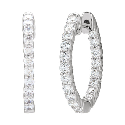 3/4 CTW Natural Diamond Inside-Outside Hinged 17.2 mm Hoop Earrings