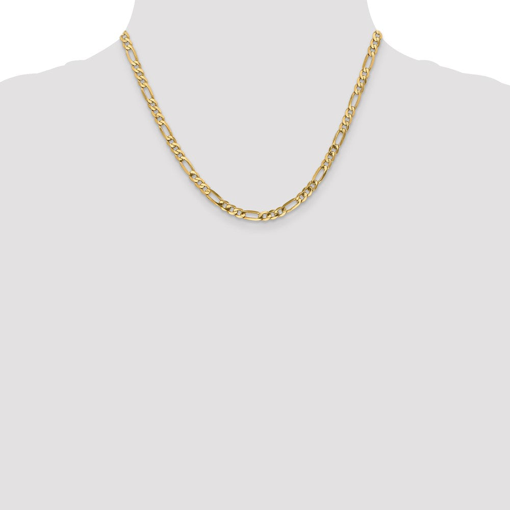 5mm Flat Figaro Chain - Yellow Gold