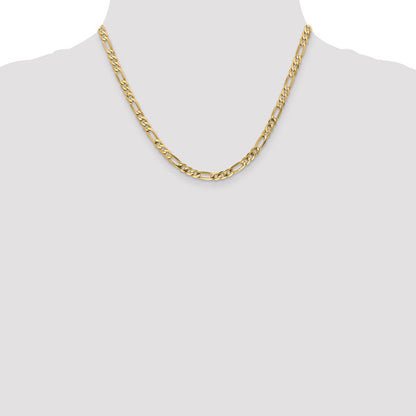 5mm Flat Figaro Chain - Yellow Gold