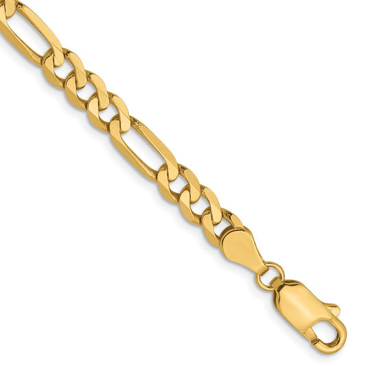 5mm Flat Figaro Chain - Yellow Gold