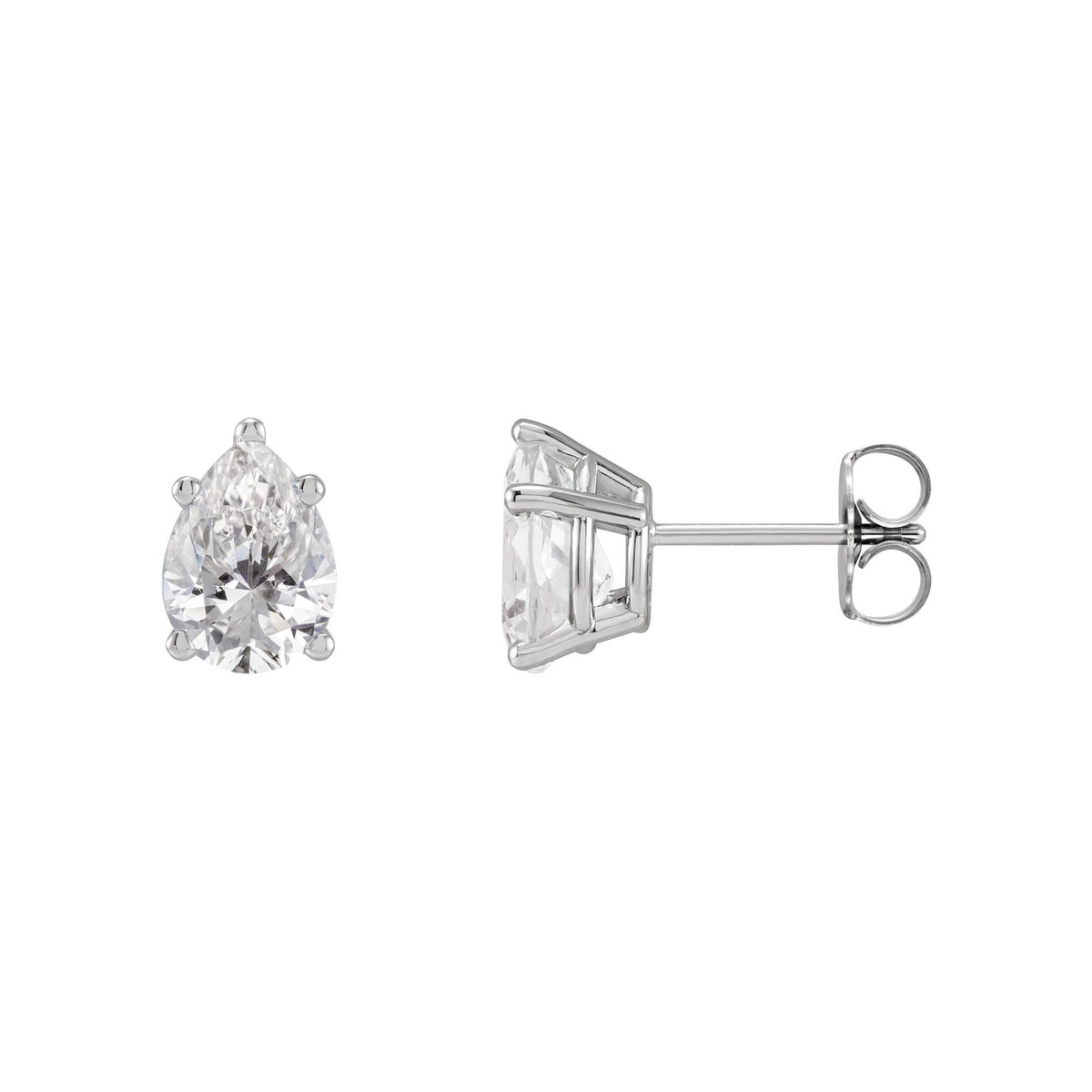 Natural Diamond Pear 5-Prong Stud Earrings