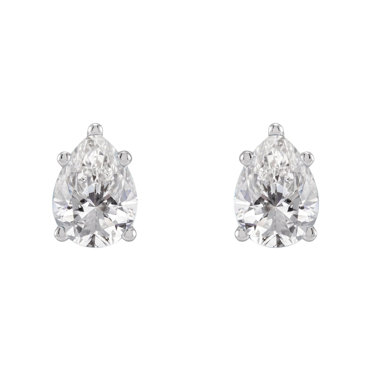 Natural Diamond Pear 5-Prong Stud Earrings