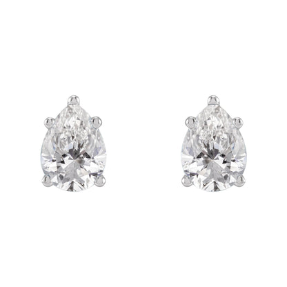 Natural Diamond Pear 5-Prong Stud Earrings
