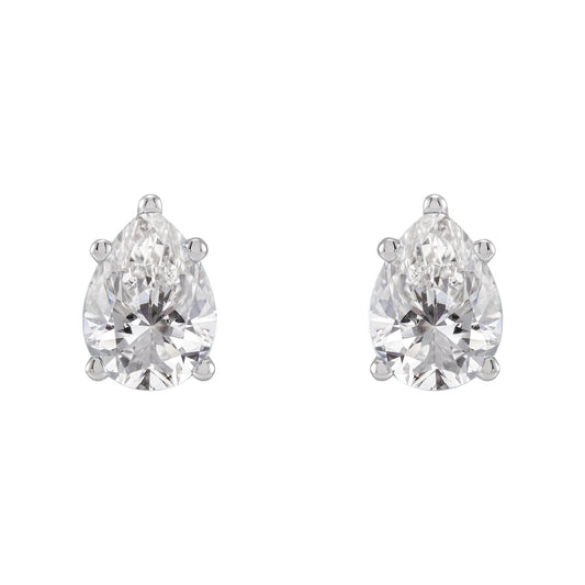 Natural Diamond Pear 5-Prong Stud Earrings