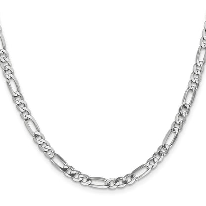 5mm Flat Figaro Chain - White Gold