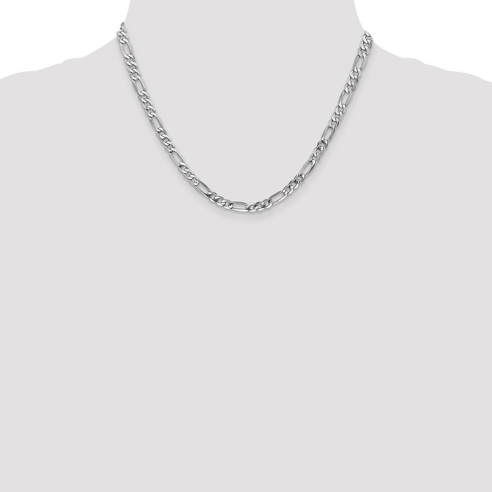 5mm Flat Figaro Chain - White Gold