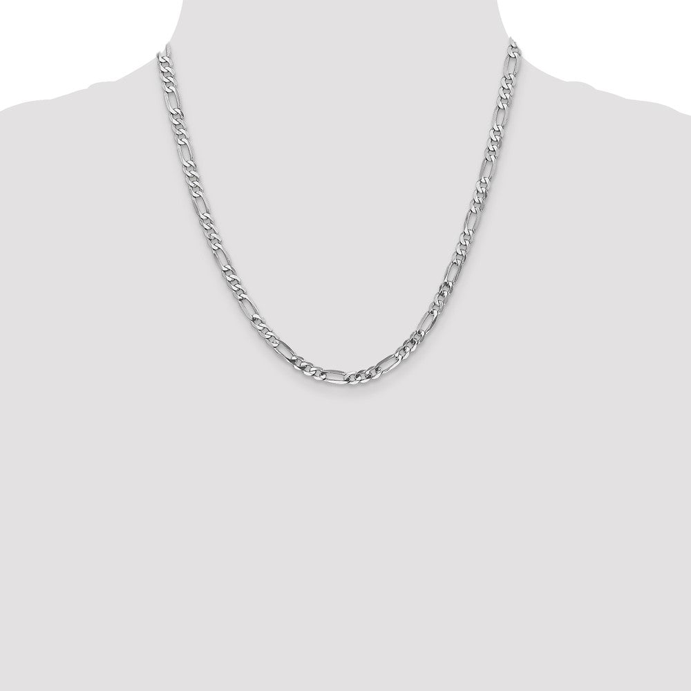 5mm Flat Figaro Chain - White Gold