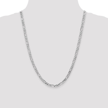 5mm Flat Figaro Chain - White Gold
