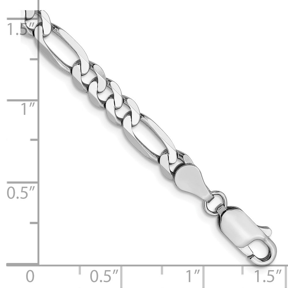 5mm Flat Figaro Chain - White Gold