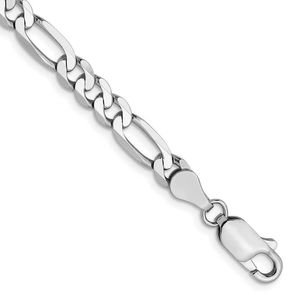 5mm Flat Figaro Chain - White Gold