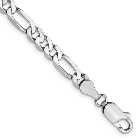5mm Flat Figaro Chain - White Gold