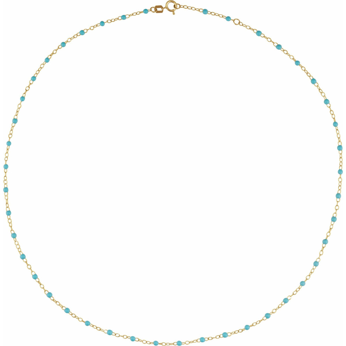2 mm Adjustable Turquoise Enamel Bead 15-16" Chain
