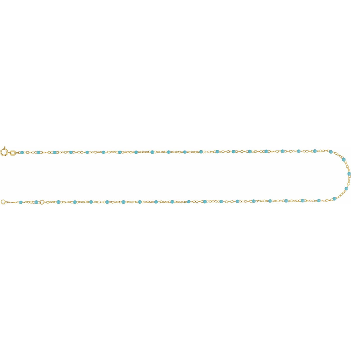 2 mm Adjustable Turquoise Enamel Bead 15-16" Chain