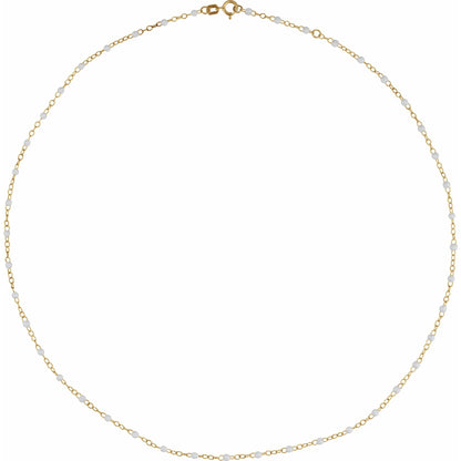 2 mm Adjustable White Enamel Bead 15-16" Chain