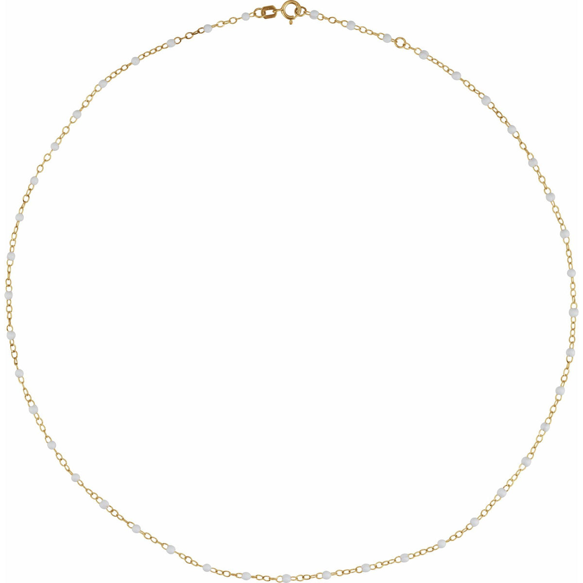 2 mm Adjustable White Enamel Bead 17-18" Chain