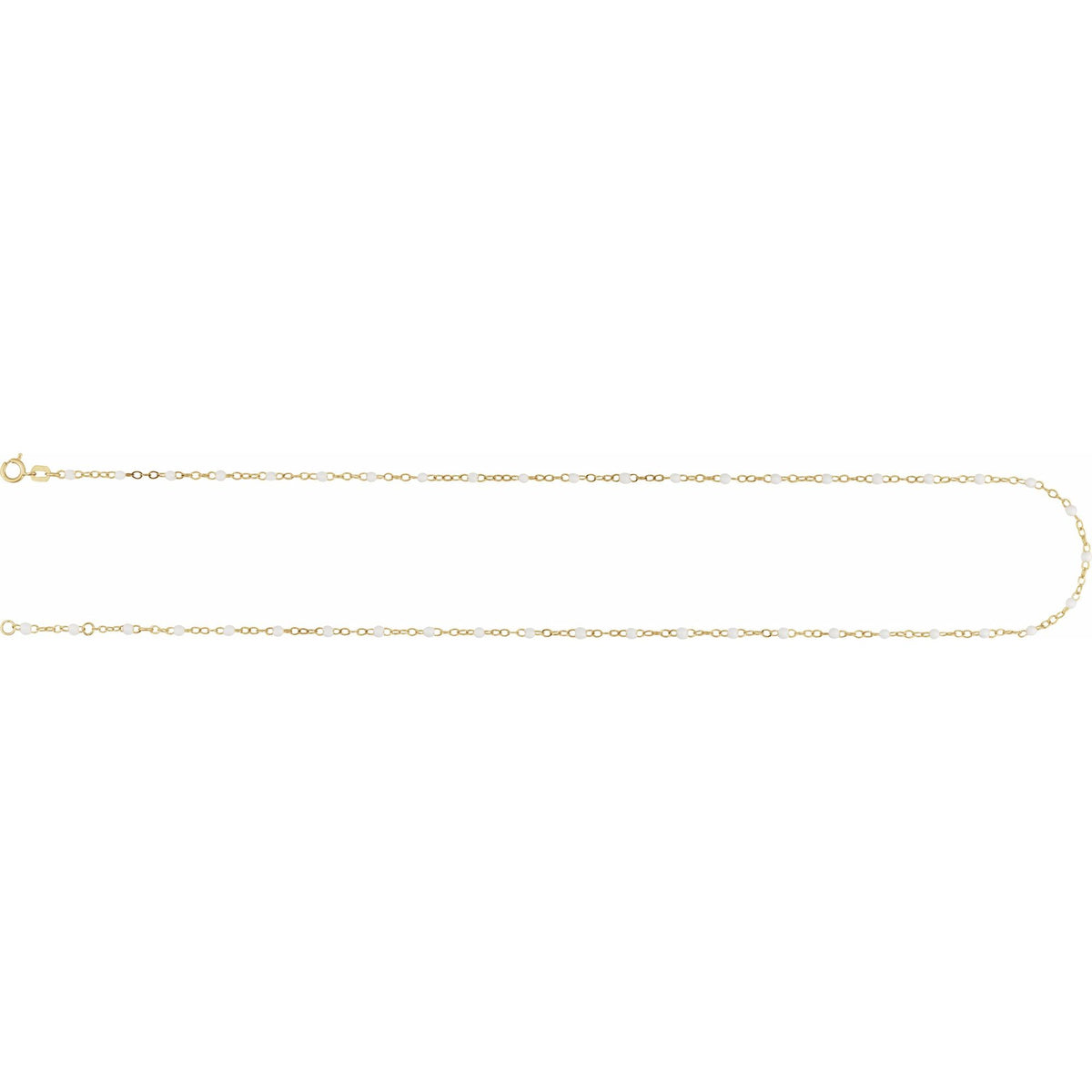 2 mm Adjustable White Enamel Bead 19-20" Chain