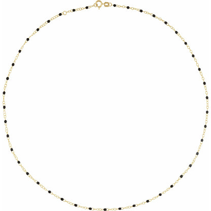 2 mm Adjustable Black Enamel Bead 15-16" Chain