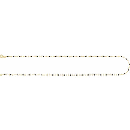 2 mm Adjustable Black Enamel Bead 17-18" Chain