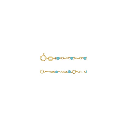 2 mm Adjustable Turquoise Enamel Bead 15-16" Chain
