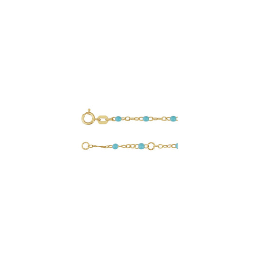 2 mm Adjustable Turquoise Enamel Bead 17-18" Chain