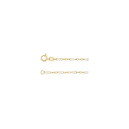 2 mm Adjustable White Enamel Bead 19-20" Chain