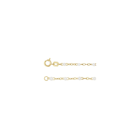 2 mm Adjustable White Enamel Bead 19-20" Chain