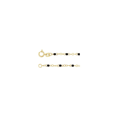 2 mm Adjustable Black Enamel Bead 19-20" Chain