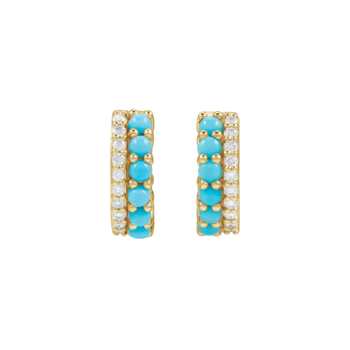 Natural Turquoise & 1/8 CTW Natural Diamond Huggie Hoop Earrings
