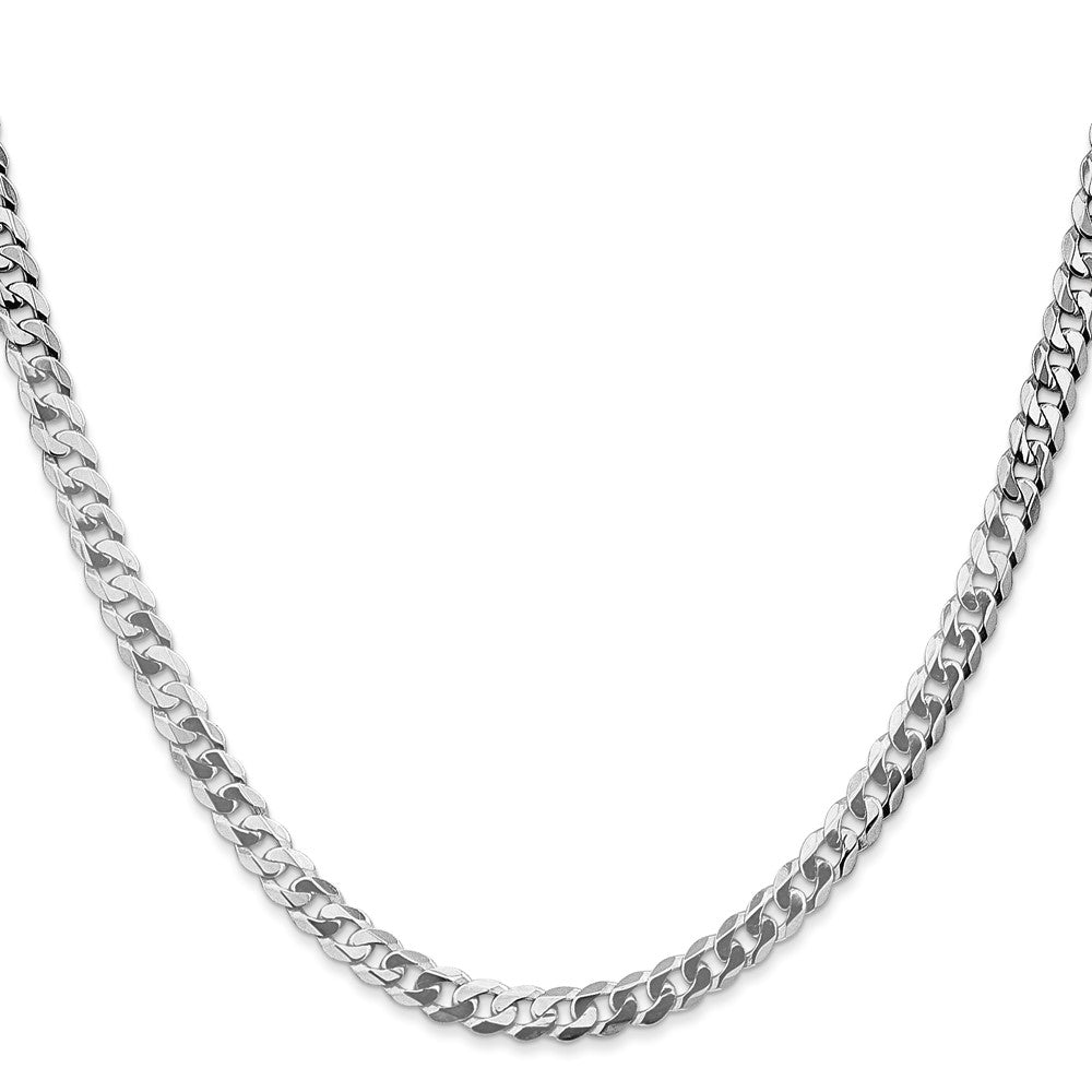 4.5mm Flat Beveled Curb Chain - White Gold