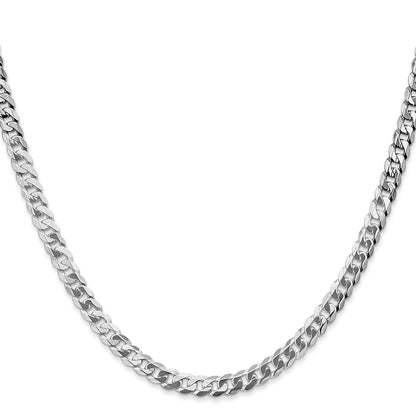 4.5mm Flat Beveled Curb Chain - White Gold