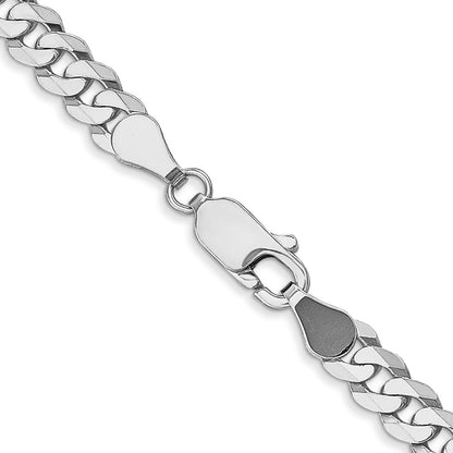 4.5mm Flat Beveled Curb Chain - White Gold