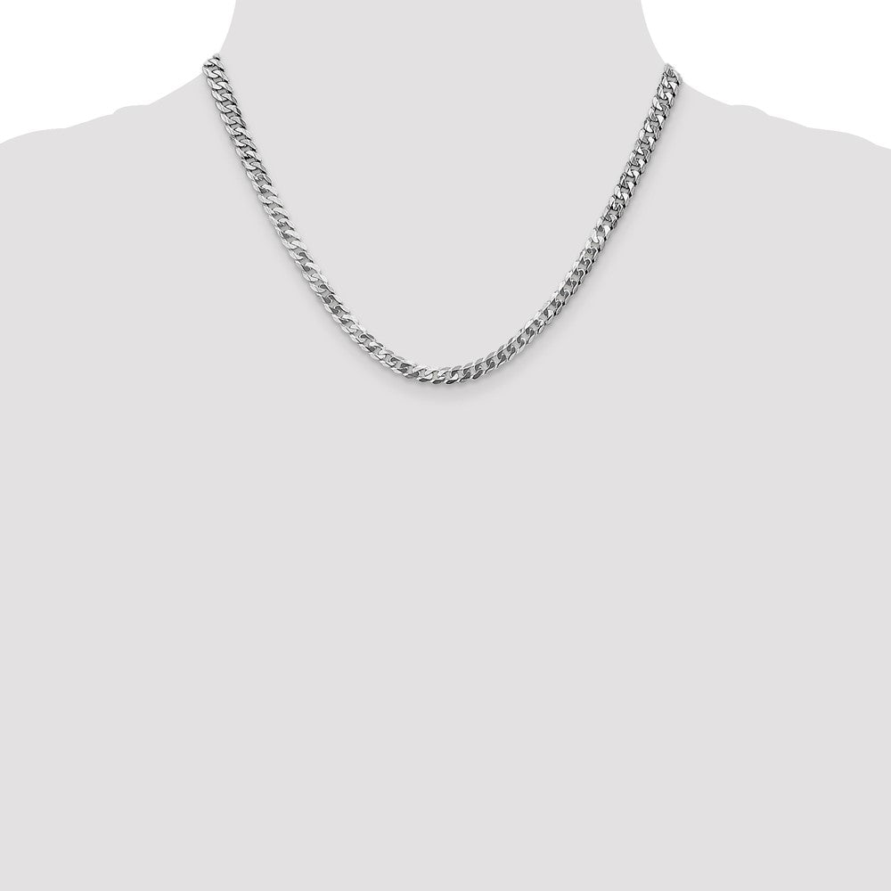 4.5mm Flat Beveled Curb Chain - White Gold