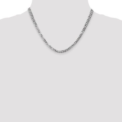 4.5mm Flat Beveled Curb Chain - White Gold