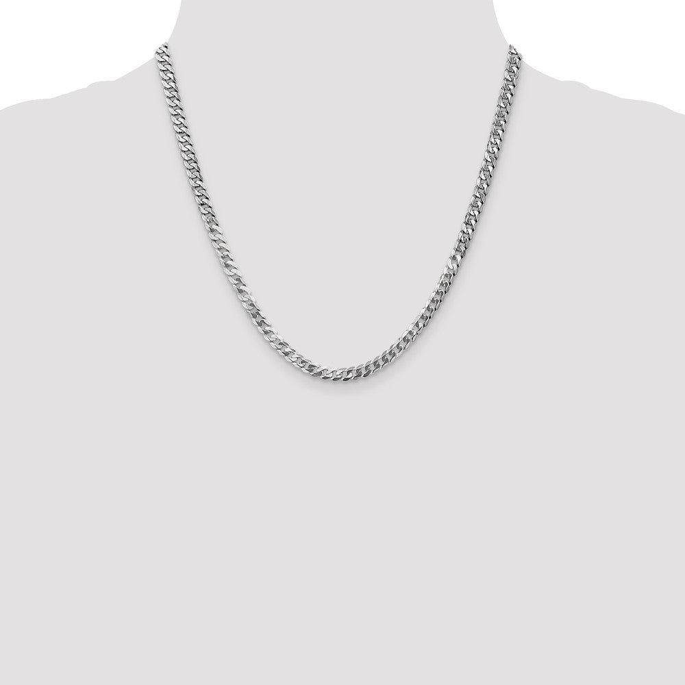 4.5mm Flat Beveled Curb Chain - White Gold