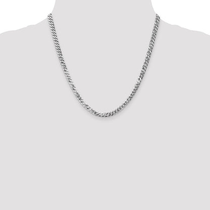 4.5mm Flat Beveled Curb Chain - White Gold