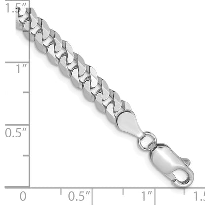 4.5mm Flat Beveled Curb Chain - White Gold