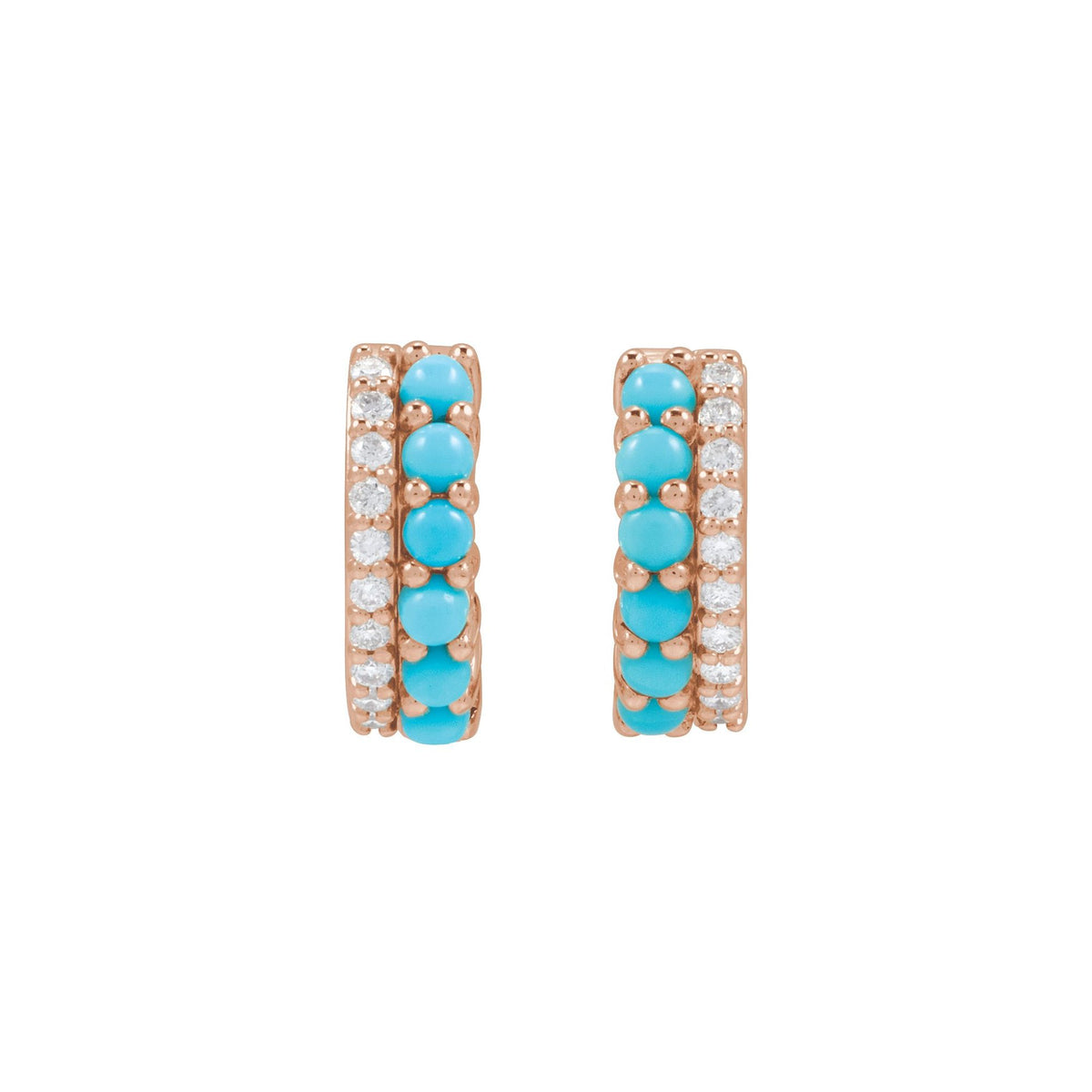 Natural Turquoise & 1/8 CTW Natural Diamond Huggie Hoop Earrings