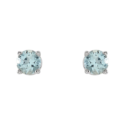 4 mm Natural Aquamarine Earrings