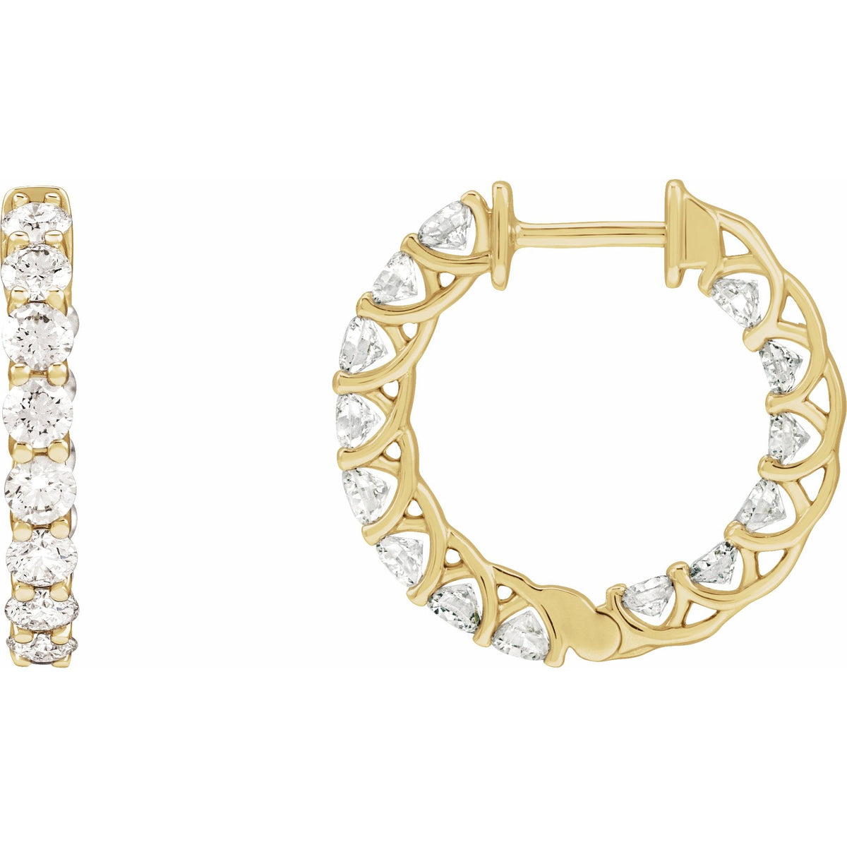 Natural Diamond Inside-Outside Hoop Earrings