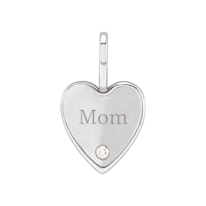 Natural Diamond Engravable Accented Heart Charm/Pendant