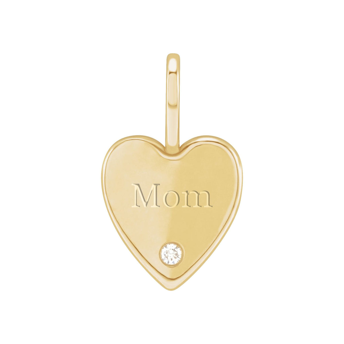 Natural Diamond Engravable Accented Heart Charm/Pendant
