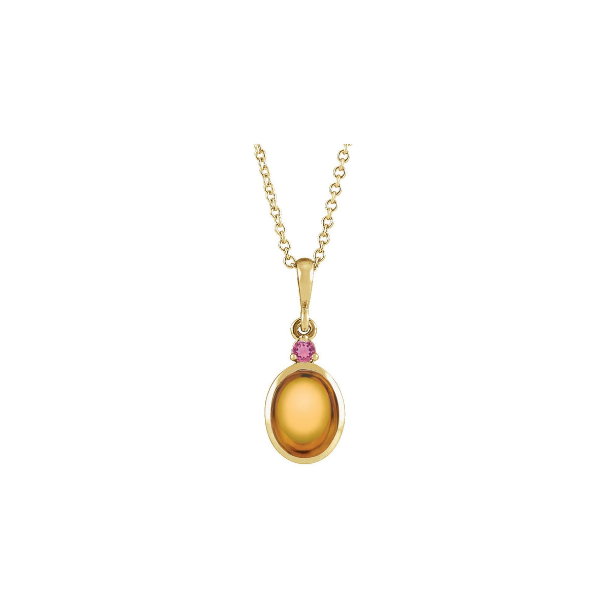 8x6 mm Natural Citrine & Natural Pink Tourmaline 16-18" Necklace