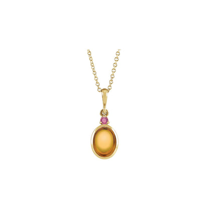 8x6 mm Natural Citrine & Natural Pink Tourmaline 16-18" Necklace