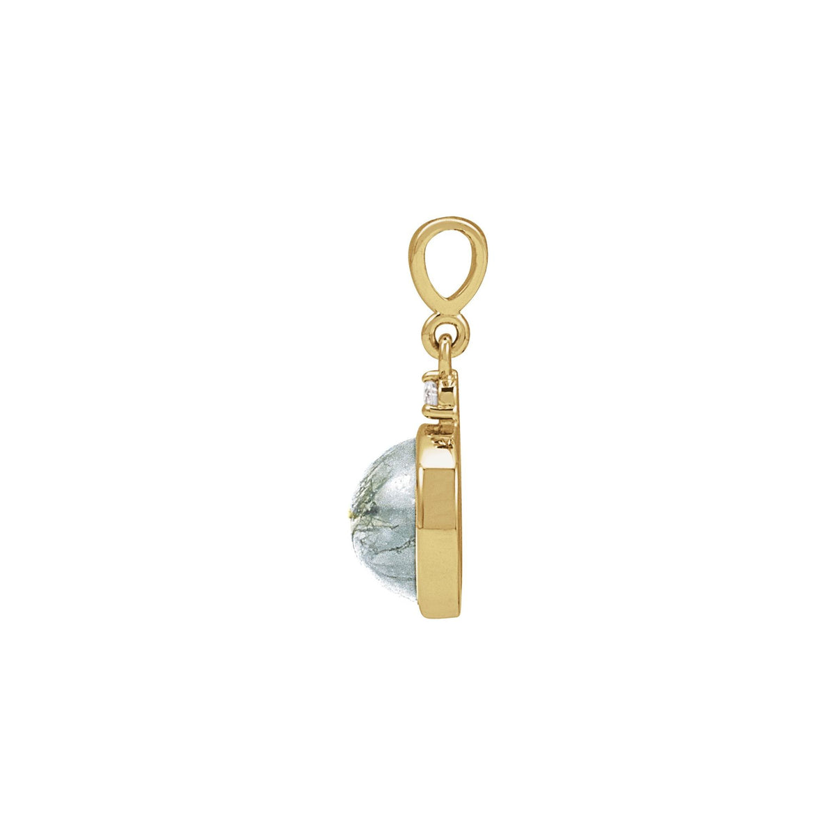 8 mm Natural Moss Agate & .03 CTW Natural Diamond Pendant