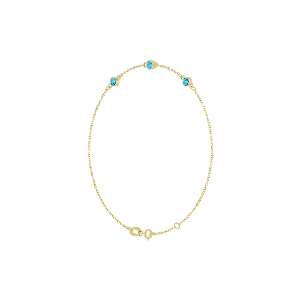 Natural Aquamarine Bezel-Set 3-Stone 6 1/2-7 1/2" Bracelet