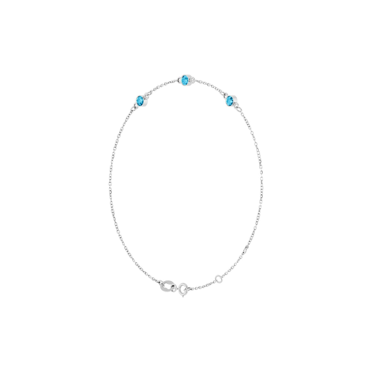 Natural Aquamarine Bezel-Set 3-Stone 6 1/2-7 1/2" Bracelet