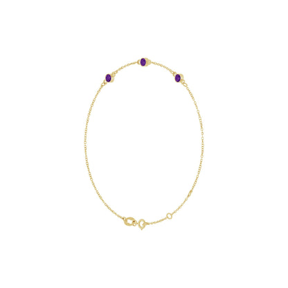 Natural Amethyst Bezel-Set 3-Stone 6 1/2-7 1/2" Bracelet