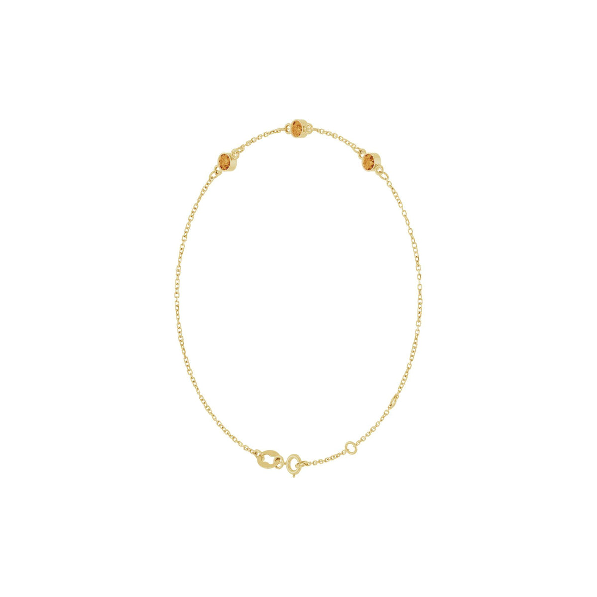 Natural Citrine Bezel-Set 3-Stone 6 1/2-7 1/2" Bracelet