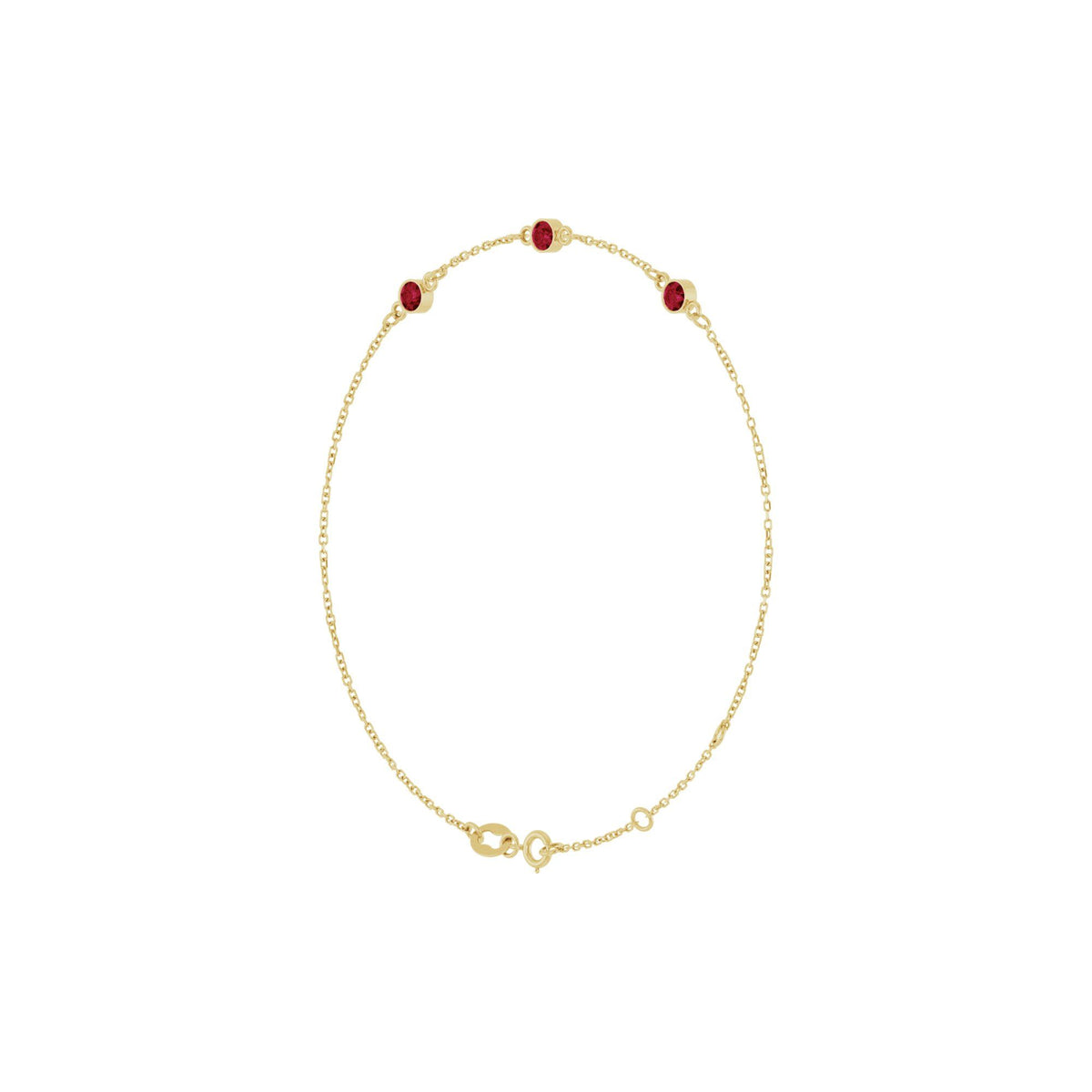 Natural Ruby Bezel-Set 3-Stone 6 1/2-7 1/2" Bracelet