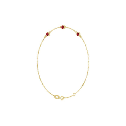 Natural Ruby Bezel-Set 3-Stone 6 1/2-7 1/2" Bracelet